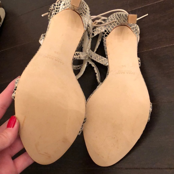 BRAND NEW Zara Snakeskin Strappy Lace Up Heels - Picture 4 of 8